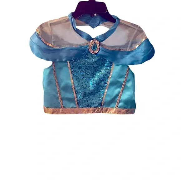 Halloween Disney Jasmine Teal and Gold Princess Costume Sz 13 Top & Bottom set - Picture 3 of 5